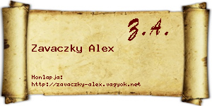 Zavaczky Alex névjegykártya